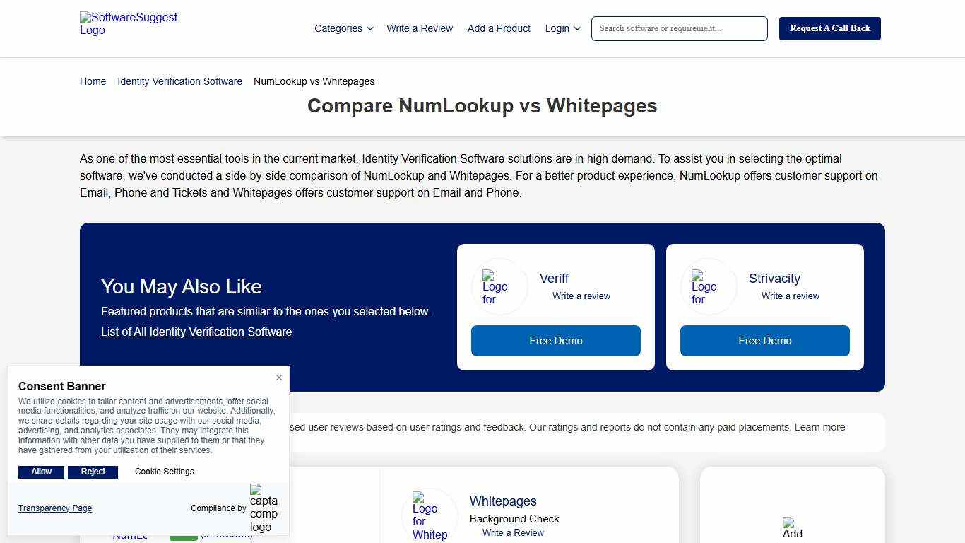 Compare NumLookup vs Whitepages in January 2026